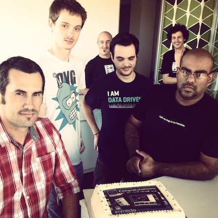Some of the immedia team with 2013's SuperSport App Cake