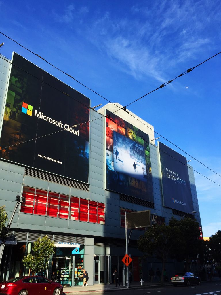 Advertising banners outside Moscone Centre